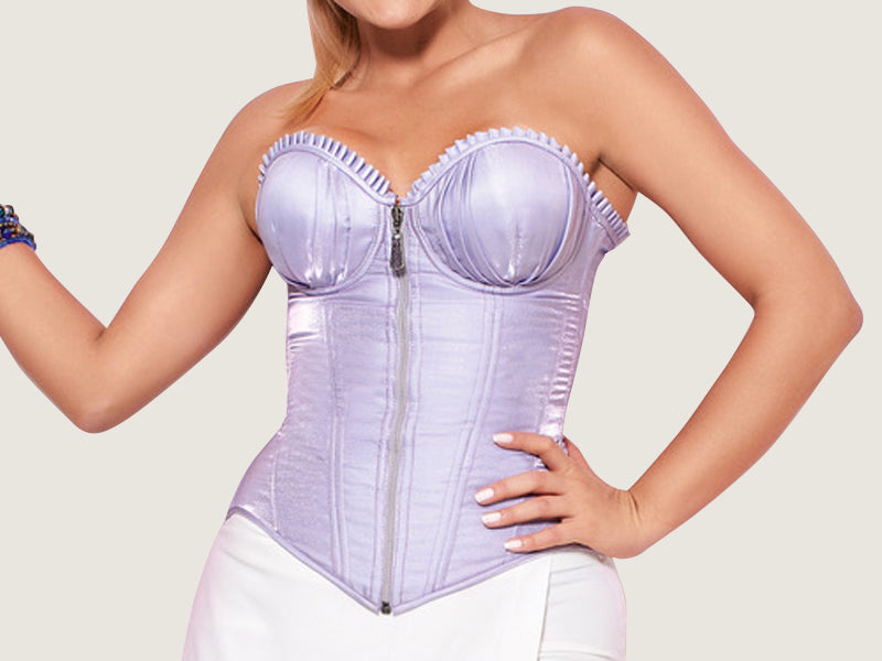 Model 7704 - Delightful And Charming Lavender Blush Satin Steel Boned Corset