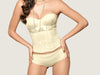Model 7706A CPDR - Lavish Corn Silk Bustier W/Satin Bust Overlay/ Under Bust Lace. Removable Straps
