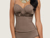 Model 7706C CPDR - Gorgeous Toffee Bustier W/Satin Bust Overlay/Under Bust Lace. Removable Straps